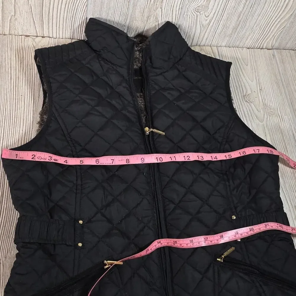 Weatherproof Ultra Soft Cozy Lining Quilted Black Vest Womens Size Small